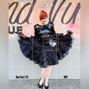 Vintage After Five by Julie Duroche for Saks Fifth Avenue black Sequin Dress